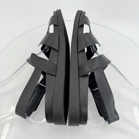 Steven Steve Madded Faun Sandals Womens 11 Black Strappy Wedge Comfy Vegan - Picture 8 of 13